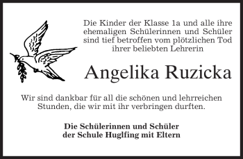 Todesanzeige von Angelika Ruzicka von MERKUR & TZ