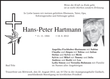 Todesanzeige von Hans-Peter Hartmann von MERKUR & TZ