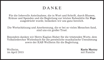 Todesanzeige von Peps  von merkurtz