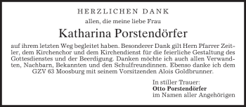 Todesanzeige von Katharina Porstendörfer von MERKUR & TZ