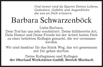 Todesanzeige von Barbara Schwarzenböck von merkurtz