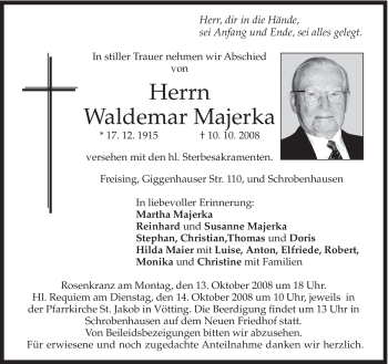 Todesanzeige von Waldemar Majerka von MERKUR & TZ