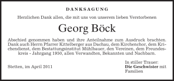 Todesanzeige von Georg Böck von MERKUR & TZ