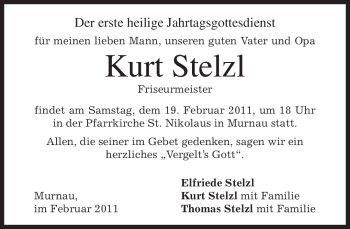 Todesanzeige von Kurt Stelzl von MERKUR & TZ