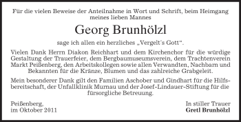 Todesanzeige von Georg Brunhölzl von MERKUR & TZ
