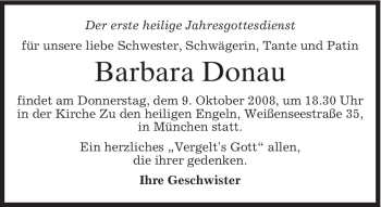 Todesanzeige von Barbara Donau von MERKUR & TZ