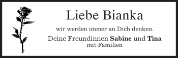 Todesanzeige von Bianka Nitsche von MERKUR & TZ