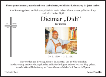 Todesanzeige von Dietmar Böing von MERKUR & TZ