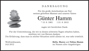 Todesanzeige von Günter Hamm von MERKUR & TZ