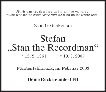 Todesanzeige von Stefan Unbekannt von MERKUR & TZ