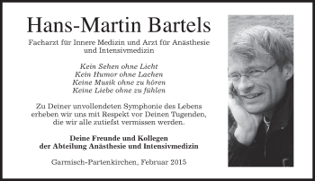 Todesanzeige von Hans-Martin Bartels von merkurtz
