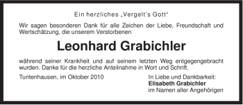 Todesanzeige von Leonhard Grabichler von MERKUR & TZ