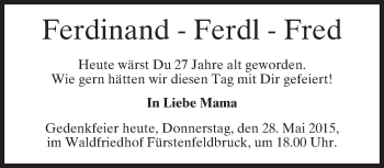 Todesanzeige von Ferdinand  von merkurtz