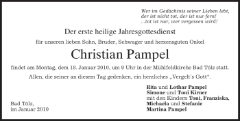 Todesanzeige von Christian Pampel von MERKUR & TZ