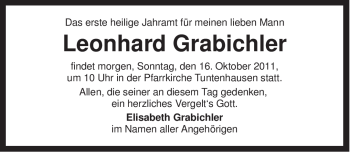 Todesanzeige von Leonhard Grabichler von MERKUR & TZ