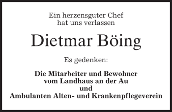 Todesanzeige von Dietmar Böing von MERKUR & TZ