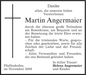 Todesanzeige von Martin Angermaier von MERKUR & TZ
