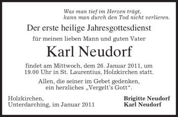 Todesanzeige von Karl Neudorf von MERKUR & TZ