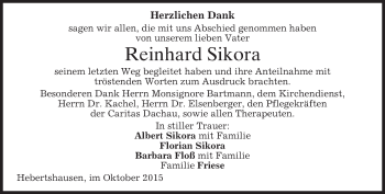 Todesanzeige von Reinhard Sikora 