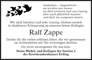 Todesanzeige von Ralf Zappe 