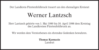 Todesanzeige von Werner Lantzsch 