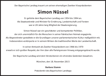 Todesanzeige von Simon Nüssel 