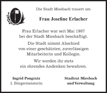 Todesanzeige von Josefine Erlacher 