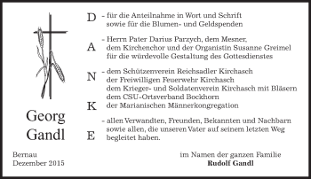 Todesanzeige von Georg Gandl 