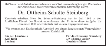 Todesanzeige von Ottheinz Schulte-Steinberg 