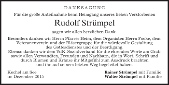 Todesanzeige von Rudolf Strümpel 