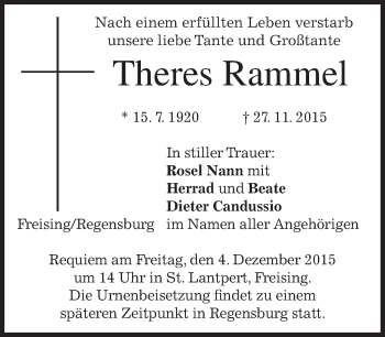 Todesanzeige von Theres Rammel 
