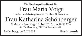 Todesanzeige von Katharina und Maria  von merkurtz