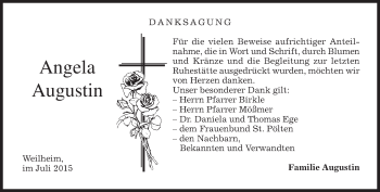 Todesanzeige von Anna Augustin von merkurtz