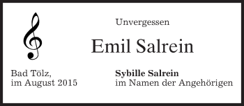 Todesanzeige von Emil Salrein von merkurtz