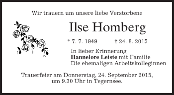Todesanzeige von Ilse Homberg 