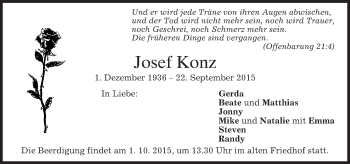 Todesanzeige von Josef Konz 