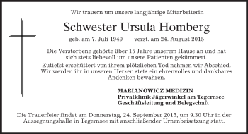 Todesanzeige von Ursula Homberg 