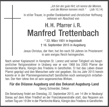 Todesanzeige von Manfred Trettenbach 