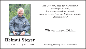 Todesanzeige von Helmut Steyer 