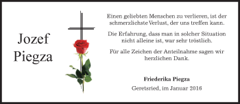 Todesanzeige von Jozef Piegza 