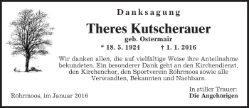 Todesanzeige von Theres Kutscherauer 