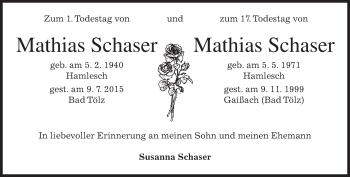 Todesanzeige von Mathias und Mathias Schaser von merkurtz