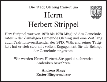 Todesanzeige von Herbert Strippel von merkurtz