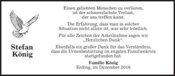 Todesanzeige von Stefan König von merkurtz