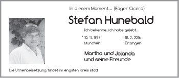 Todesanzeige von Stefan Hunebald von merkurtz