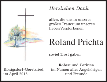Todesanzeige von Roland Prichta von merkurtz