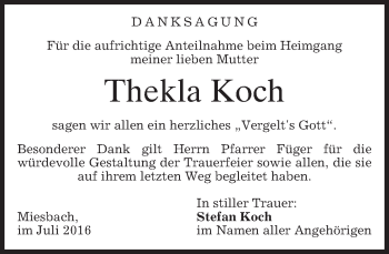 Todesanzeige von Thekla Koch von merkurtz
