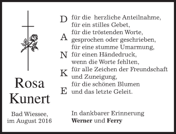 Todesanzeige von Rosa Kunert von merkurtz