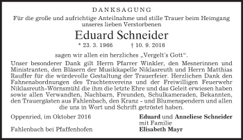 Todesanzeige von Eduard Schneider von merkurtz