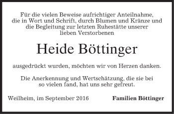 Todesanzeige von Heide Böttinger von merkurtz